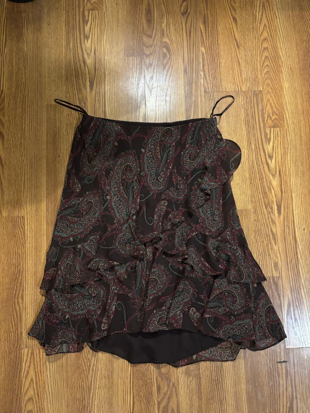 Chocolate Brown Burgandy Fall Flowy Boho Paisley Maxi Skirt